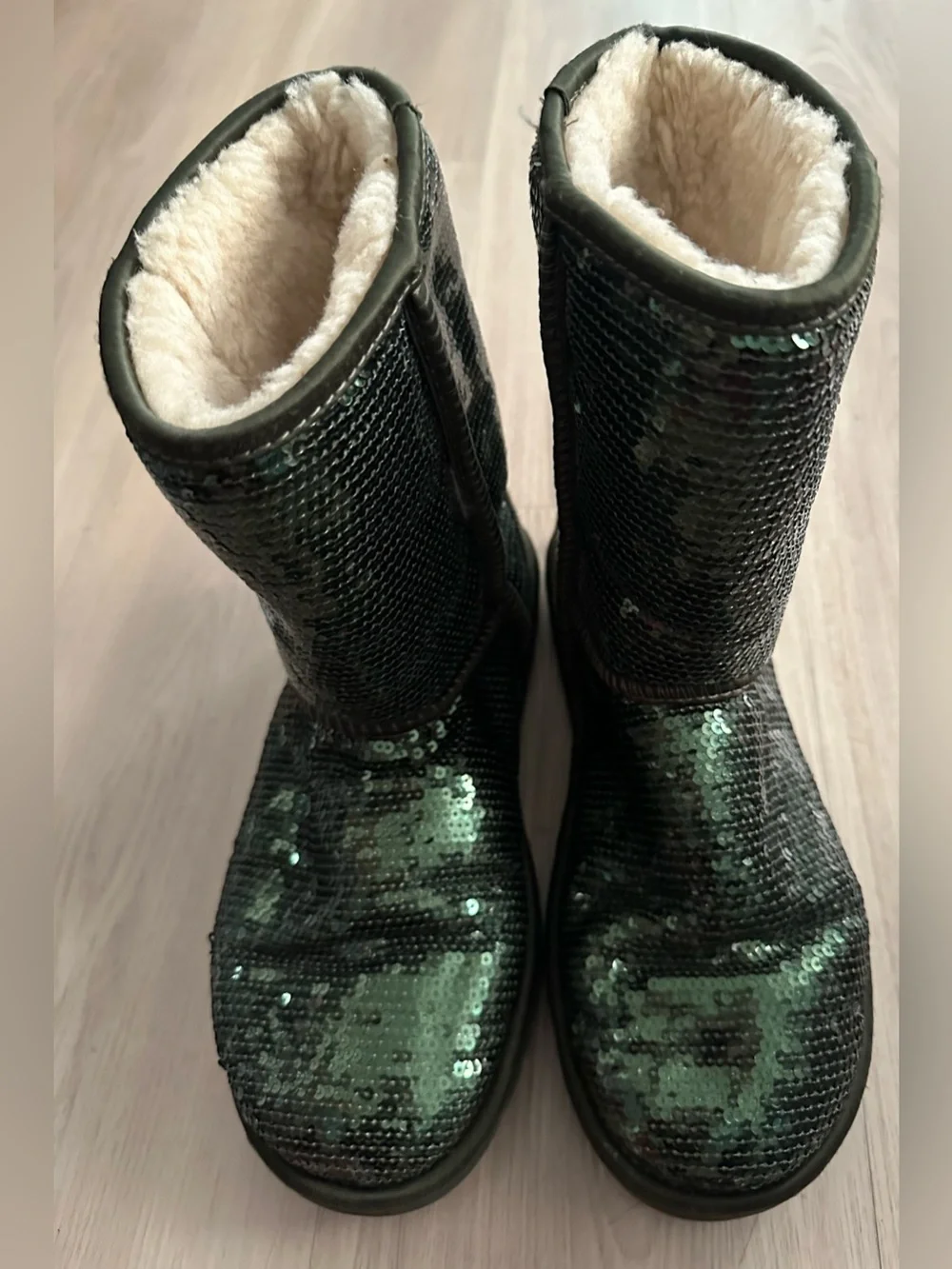 Sequined Cozy Fur-Lined Mid-Calf Boots - Green by Ugg
